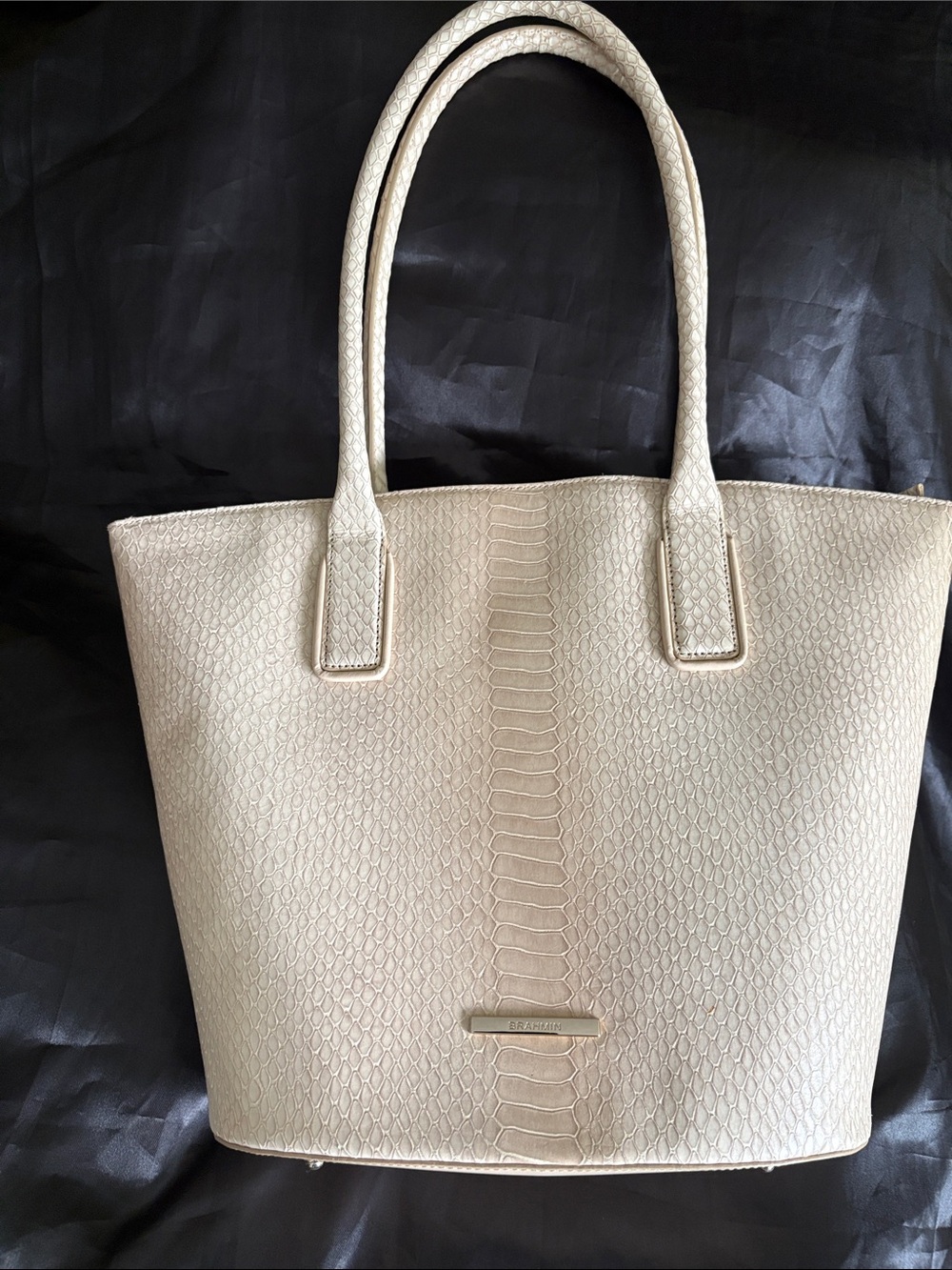 Brahmin Medium Bowie Praline Plaza Tote Bag w/Registration Card & Dust Bag